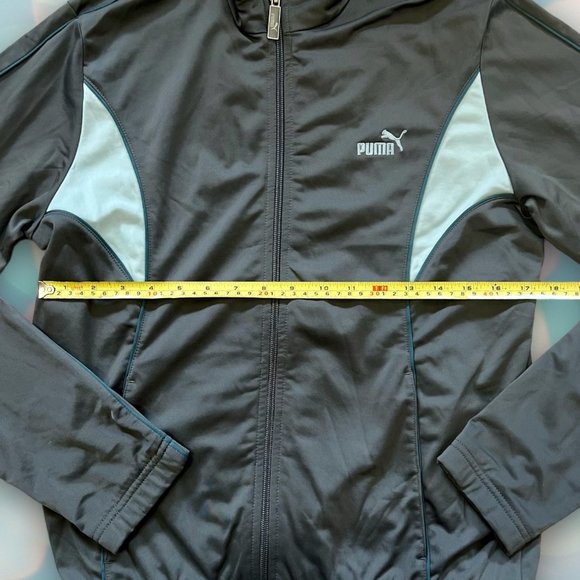 PUMA Women’s Gray and Blue Athletic Sport Track Jacket Sweatshirt Size L - Picture 2 of 5